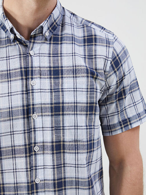 Regular Fit K?sa Kollu Ekose Erkek G?mlek