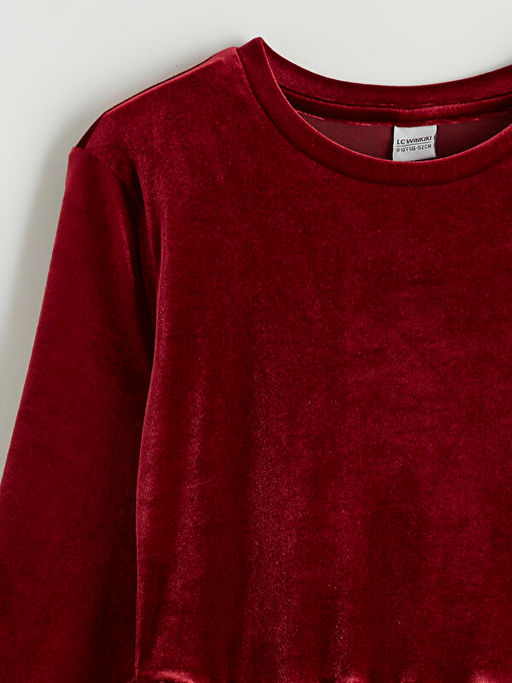 Bisiklet Yaka Kadife K?z ?ocuk T?t? Elbise