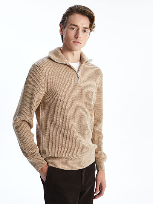 Dik Yaka Uzun Kollu Erkek Triko Kazak