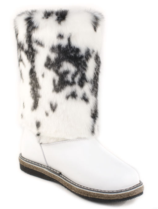 Унты женские на войлоке белые, бело-черный мех - Roshva фото 6