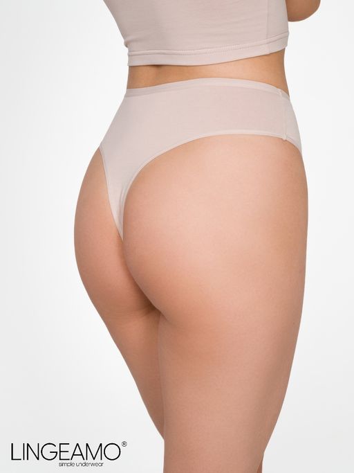 Трусы женские стринги с высокой посадкой Lingeamo бежевые ЛС-15 (4)  фото 5