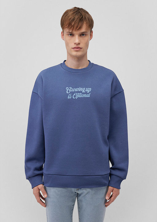 S?rt Bask?l? Lacivert Sweatshirt - Mavi фото 3