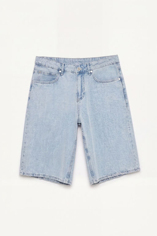 Yumu_ak Dokulu Baggy Fit Bermuda Jean _ort - Defacto фото 5