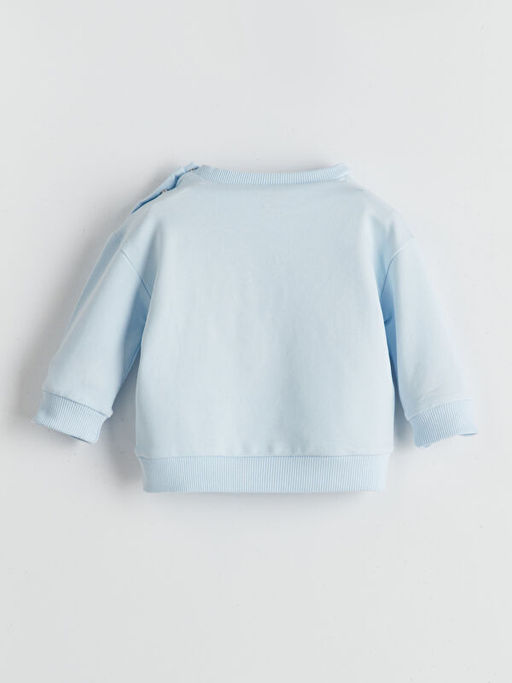 Bisiklet Yaka Bask?l? Erkek Bebek Sweatshirt