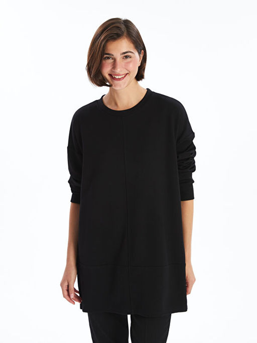 Bisiklet Yaka D?z Uzun Kollu Kad?n Tunik