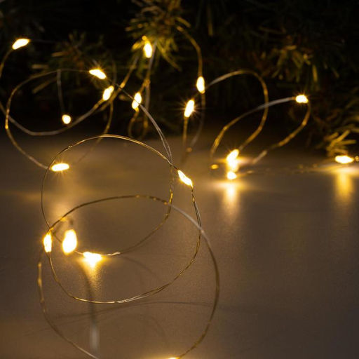 Цена за 2 шт. Гирлянда «Нить» 2 м роса, IP20, серебристая нить, 20 LED, свечение тёплое белое, USB