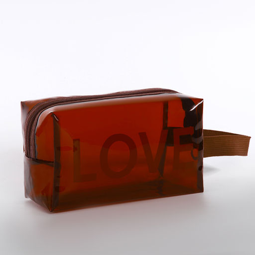 Косметичка ПВХ L-б/н LOVE, 19*8*11, отд на молнии, коричневый