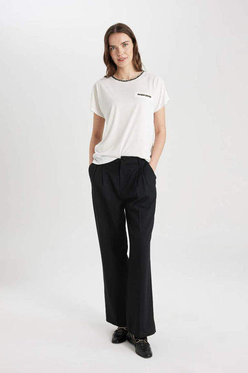 Футболка с круглым вырезом и короткими рукавами - Defacto фото 2