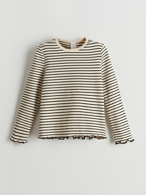 Bisiklet Yaka ?izgili K?z ?ocuk Ti??rt