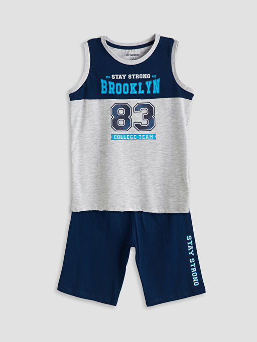 Bisiklet Yaka Erkek ?ocuk ?ortlu Pijama Tak?m?