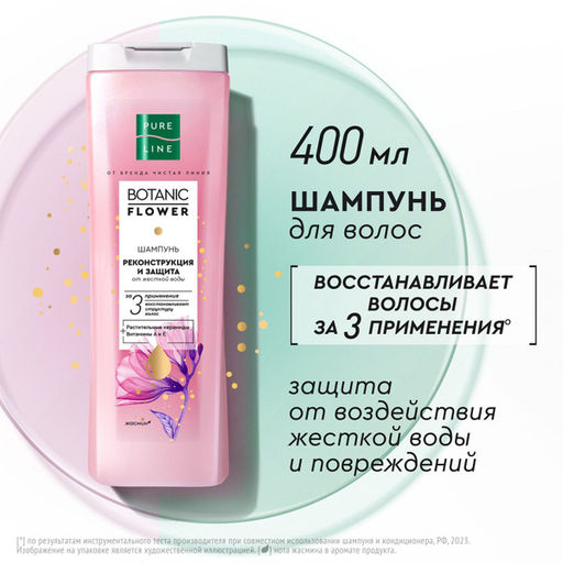 ЧИСТ.ЛИНИЯ д/волос шампунь 400мл Pure line Реконструкция и защита с керамидами и витаминами