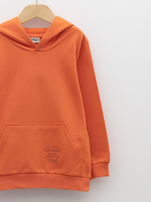 Kap??onlu Bask?l? Uzun Kollu Erkek ?ocuk Sweatshirt - Waikiki фото 3