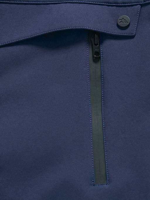 Ветровка женская софтшелл виндстоппер с капюшоном спортивная темно-синего цвета 9616_1TS