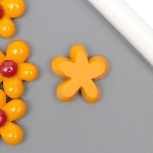 Цена за 10 шт. Декор для творчества пластик «Цветок жёлтый с бордовым», 2.8×3×1 см