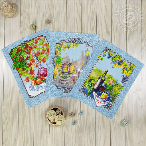 Полотенце вафельное 48х62см "Провинция", 171г/м2, хлопок 100%, комплект 3шт, "Домашняя мода" (Россия)