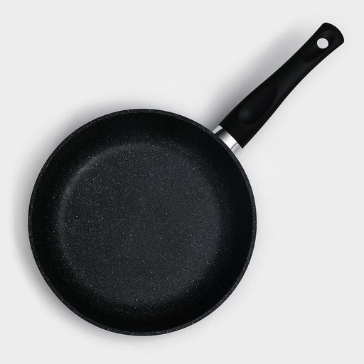 Сковорода Доляна «Элит», d=24 см, пластиковая ручка, антипригарное покрытие, алюминий, чёрная