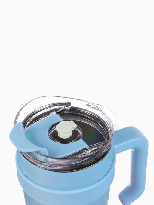 Термокружка, 900 мл, с трубочкой, сохраняет тепло 6 ч, нержавеющая сталь, голубая, розовая