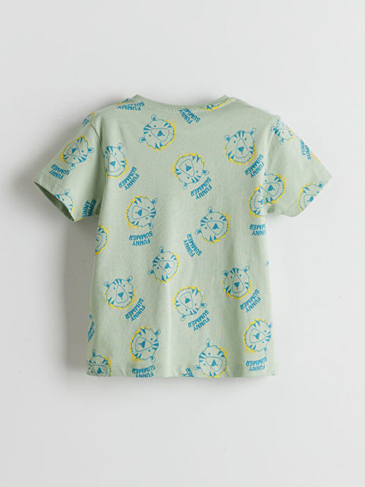 Bask?l? Penye Erkek ?ocuk ?ortlu Pijama Tak?m