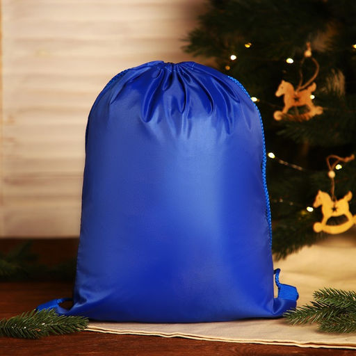 Мешок новогодний на шнурке, цвет синий/разноцветный - Simaland фото 3