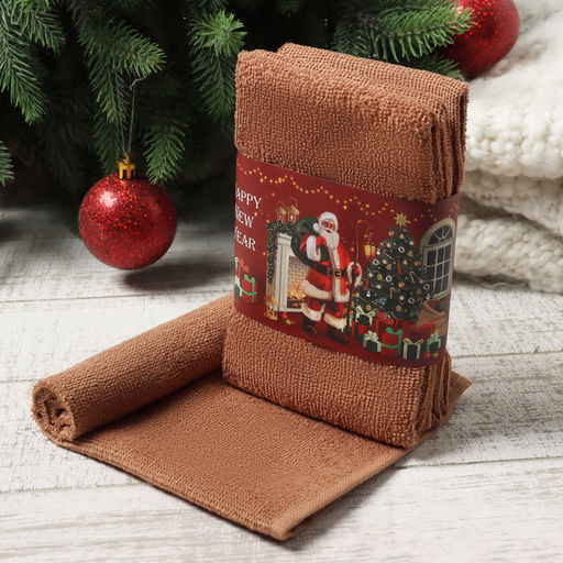 Набор махровых полотенец Этель. Санта, 30?30 см - 3 шт., хлопок 100%