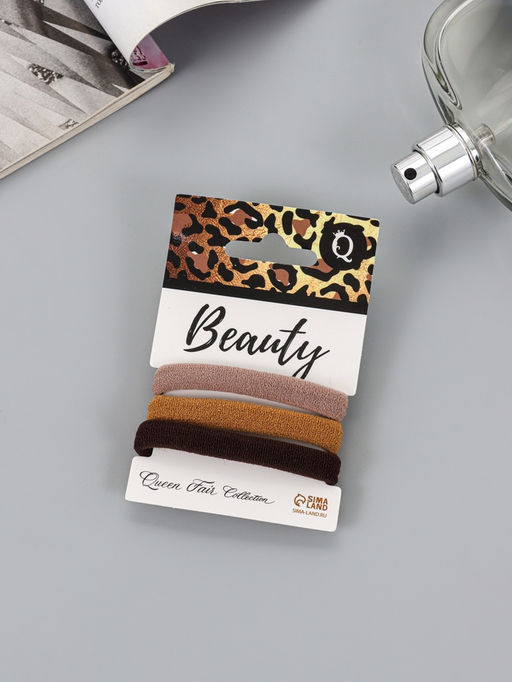 Цена за 8 шт. Резинки для волос «Трио», набор 3 шт., 5.5 см, коричневые оттенки