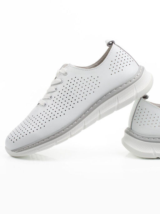 03-YE547-1 WHITE Полуботинки летние спортивные женские (натуральная кожа)