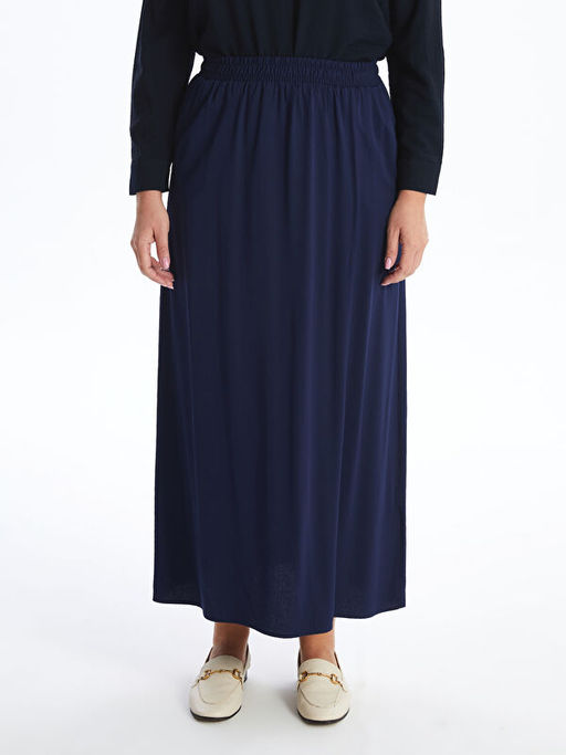 Kad?n Beli Lastikli D?z Etek