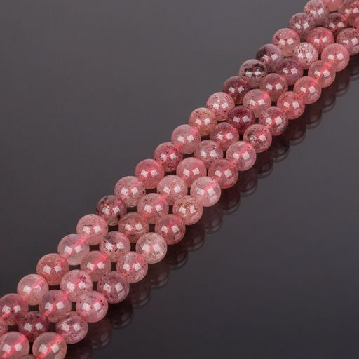 Бусины для украшений из Клубничного кварца (78 бусин) 39 см