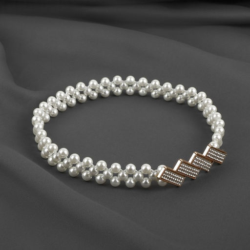 Цена за 2 шт. Подхват для штор Кирпичики, жемчуг на резинке, 2,2 7,5 см, 2 45 см, цвет белый/золотой - Арт узор фото 2