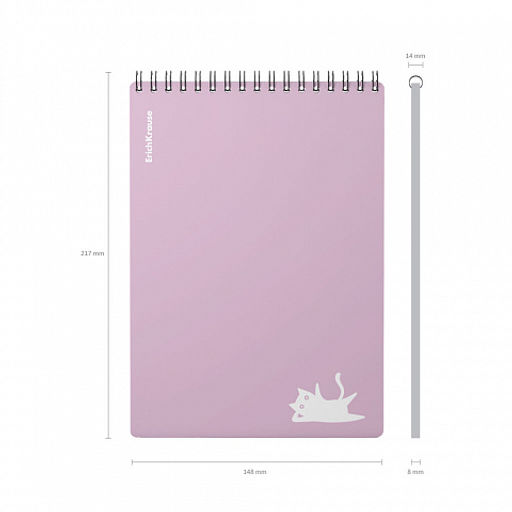 Цена за 4 шт. Блокнот с пластиковой обложкой на спирали ErichKrause Brave cats, фиолетовый, A5, 80 листов, клетка фото 5