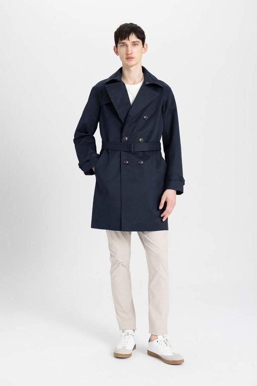 Водонепроницаемый тренч стандартного кроя на подкладке - Defacto фото 4