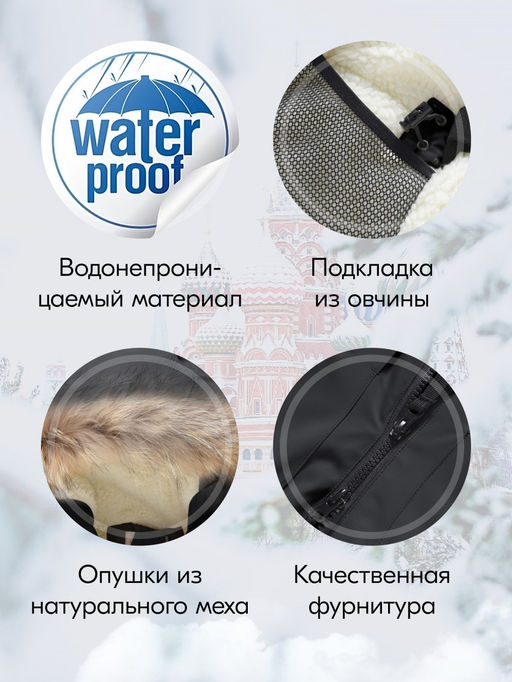 Куртка парка зимняя подростковая для девочки с капюшоном и мехом черного цвета 9448Ch - Mtforce фото 4