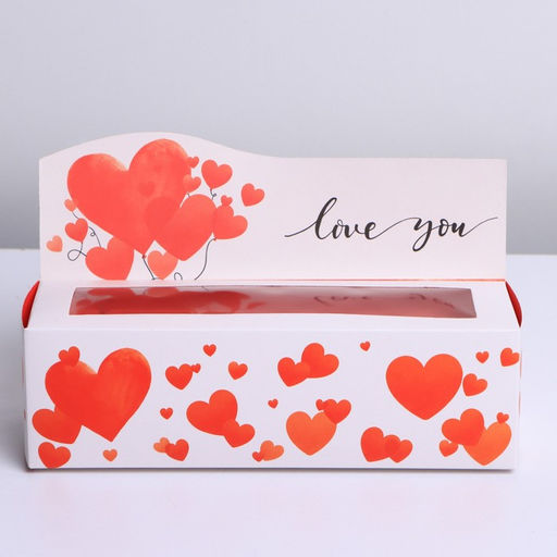 Цена за 5 шт. Коробка для макарун кондитерская, упаковка, « Love you», 18×5.5×5.5 см