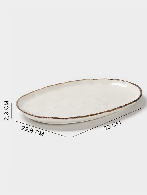 Блюдо сервировочное Magistro Alpine Frost, 33×22.8×2.5 см, овальное, фарфор, белое