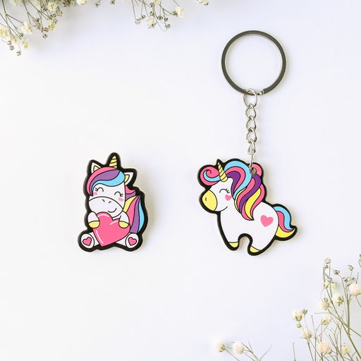 Брелок для ключей, значок, сувенир «Единорог», набор, 8.3×12 см