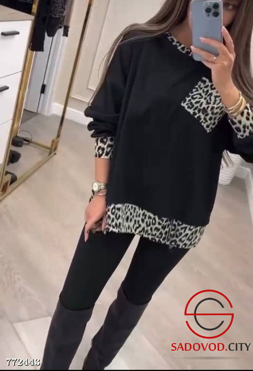 Женская блузка с леопардовым принтом - Zum ming фото 4