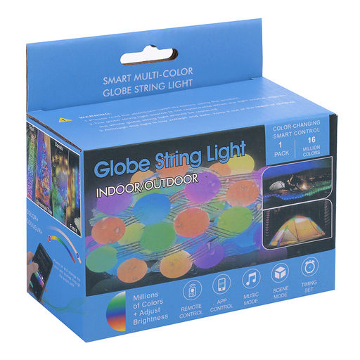 Электрогирлянда светодиодная "Шарики" (10м, 66 ламп, цвет: синий, розовый, желтый)