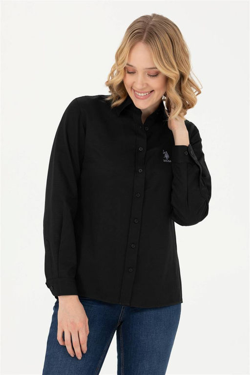 Женская черная базовая рубашка с длинным рукавом - U.s. polo assn фото 10