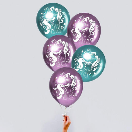 Воздушные шары латексные 12" «Единорожка», 50 шт., хром