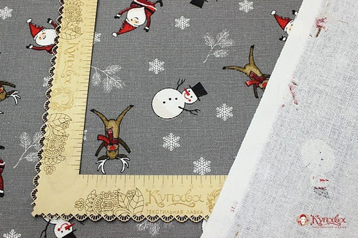 Рогожка Новогодний переполох цв.серый, СОРТ2, ш.1.5м, хлопок-100%, 165гр/м.кв - Купава фото 4