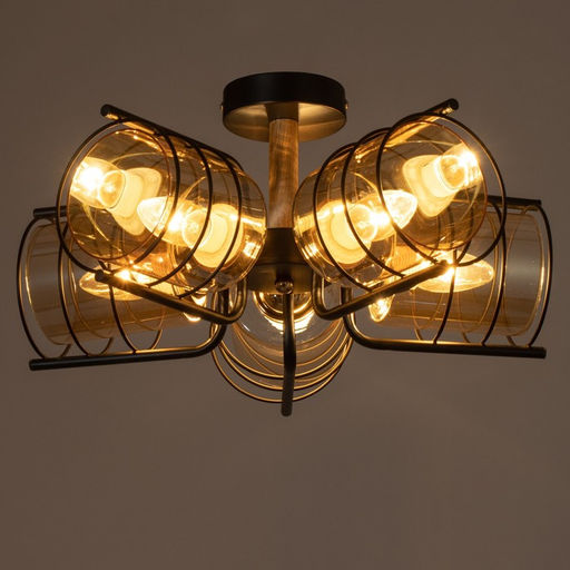 Светильник потолочный BayerLux «Моана», люстра 5хЕ27, 40 Вт, чёрный 43×14×21 см