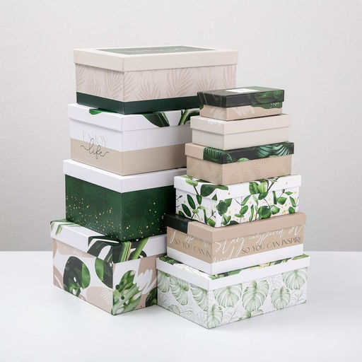 Набор коробок 10 в 1, упаковка подарочная, «GREEN», 12×7×4 - 32.5×20×12.5 см