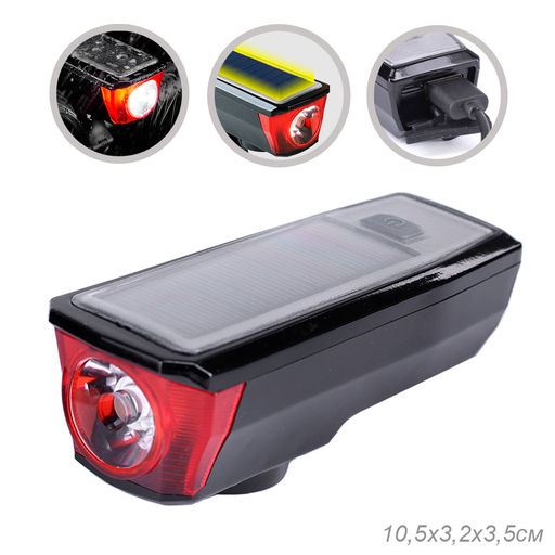 Фонарь передний COMIRON SUNPOWER корпус: ABS, IPX4; свет: T6, 350lm аккум: 2000 mAh USB сигнал 120Дб POWER BANK полная зарядка от солнца /уп 9/80/ - ГалеонТрейд фото 15