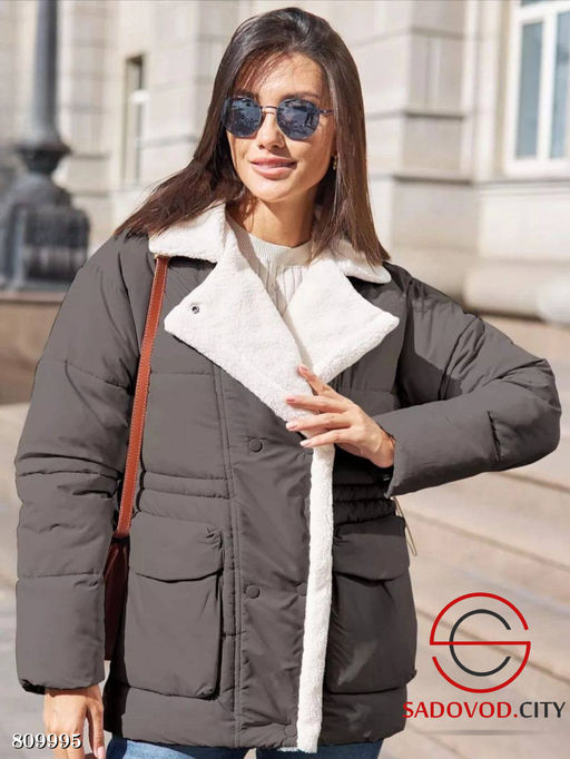 Женская теплая куртка на пуговицах - Bruno фото 2