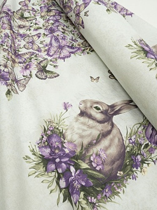 Рогожка Винтажные кролики, ш.1.5м, хлопок-100%, 160гр/м.кв, раппорт 63см