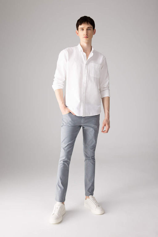 Брюки-чиносы узкого кроя из парусины - Defacto фото 2