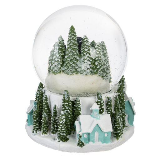 Фигур декор в стекл шаре "Снеговик/Дом" (подсв, муз, вьюга, AAAх3 н/п), D 10 см, L12 W11,5 H14 см, 2