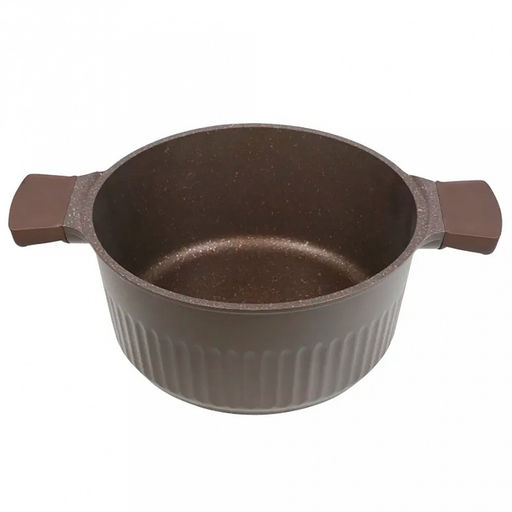 "Stella" Кастрюля с тефлоновым покрытием 3,2л, д23см, h11см, s0,32см, дно д19см, s0,4см, литая, стеклянная жаропрочная крышка, мокко (mokko) (Россия)