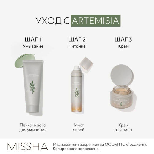 MISSHA Artemisia Calming Pack Foam Cleanser Успокаивающая пенка-маска для умывания с экстрактом полыни 150 мл  фото 7
