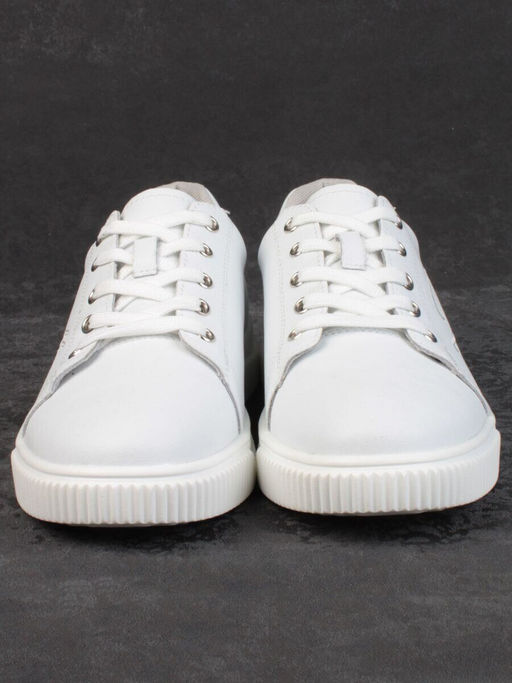 05-PDD165-1 WHITE/GRAY Кроссовки женские (натуральная кожа)